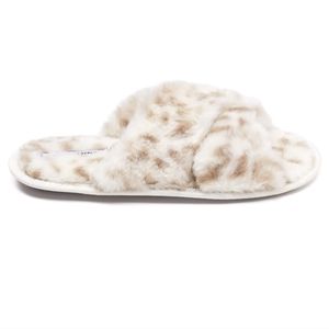 Splendid Criss Cross Faux Fur Leopard Slippers